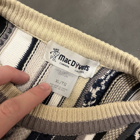 VTG 90s Mac Divots 3D Knit Multicolor Coogi Style Cosby Sweater Mens XL - Picture 4 of 5